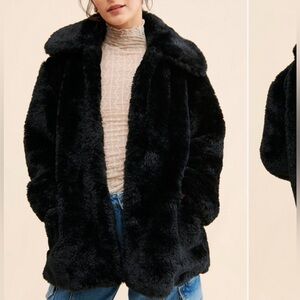 Free people Black Faux Fur Coat